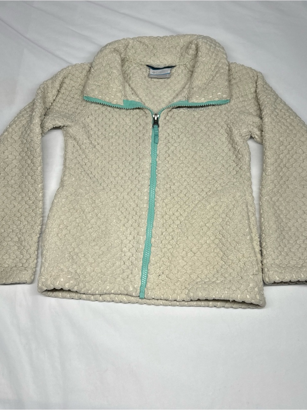 Columbia Cream Sherpa Jacket with Mint Zip